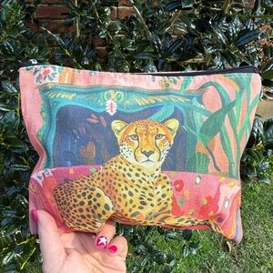 Leopard Print Canvas Makeup Travel Bag